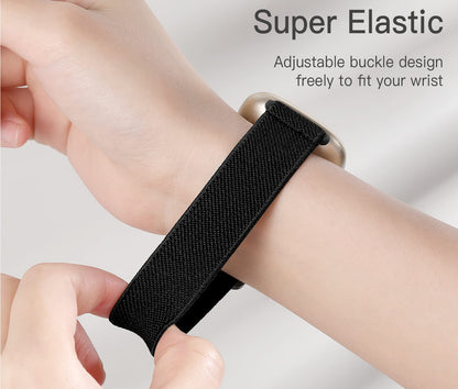 3 Pack Compatible with Fitbit Versa 4/3/Sense Strap, Soft Elastic Nylon Sport Replacement Band for Women & Men