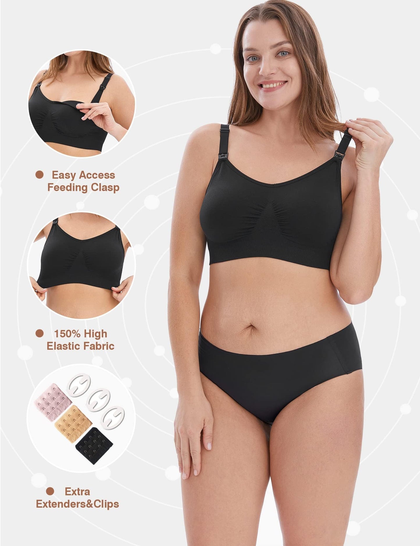 HOFISH 3PACK Full Bust Seamless Nursing Maternity Bras