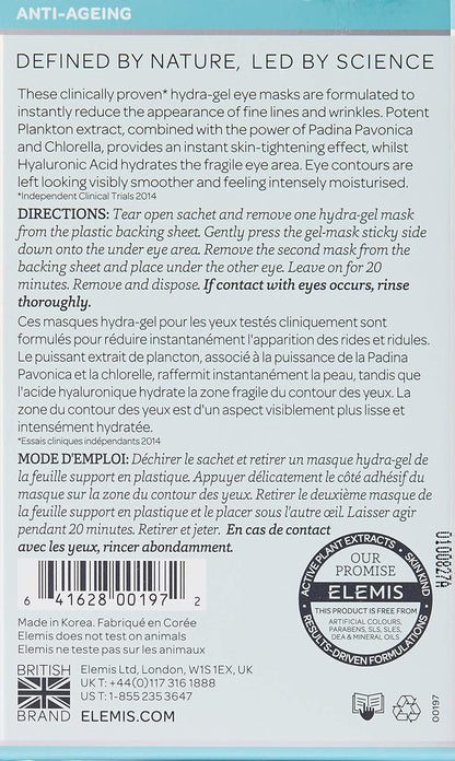 Elemis Pro-Collagen Hydragel Eye Masks, Eye Mask for Fine Lines, 6 Masks