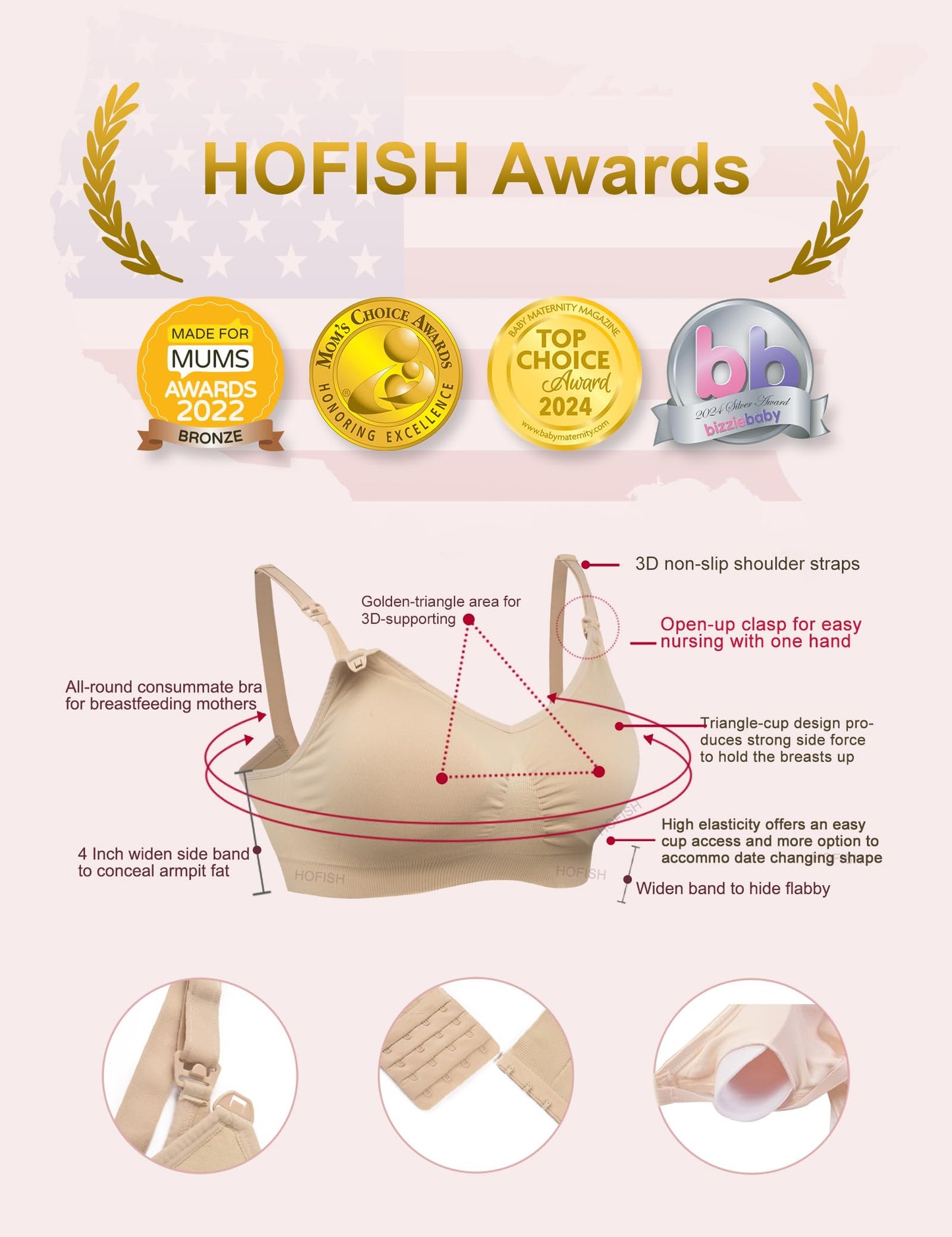 HOFISH 3PACK Full Bust Seamless Nursing Maternity Bras