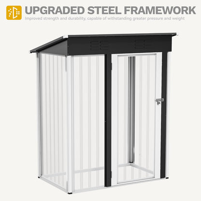 YITAHOME 5x3ft Outdoor Storage Shed, Weatherproof Tool Shed w/Locking Entry & Ventilation for Grass Cutter, Bike, Equipment, Courtyard, Garden (White)