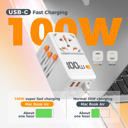 TESSAN Universal Travel Adapter Worldwide with 2 USB C and 2 USB A Ports
