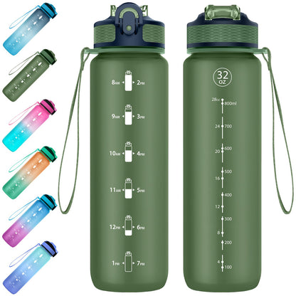EYQ Water Bottle 1L / 500ML, 16oz / 32oz Leak-Proof Motivational Sports Drinks Bottle with Time Marker, Tritan BPA-Free, Drinking Waterbottles for Fitness, School, Gym, Outdoor Sports