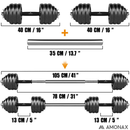 Amonax 20kg 30kg Cast Iron Adjustable Dumbbells