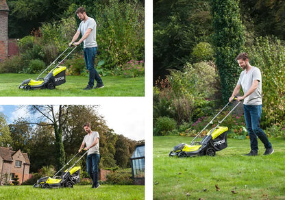 Ryobi 18V ONE+ Cordless Lawnmower and Grass Trimmer Kit (1 x 4.0Ah), Green