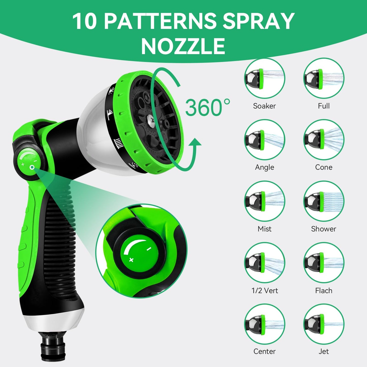 Yofidra 100FT Garden Hose – Upgraded 3-Layer Latex, No-Kink Expandable Water Hose with 3/4" & 1/2" Metal Connectors, 10-Function Spray Nozzle, Flexible Hose Pipe for Gardening, Washing & Cleaning