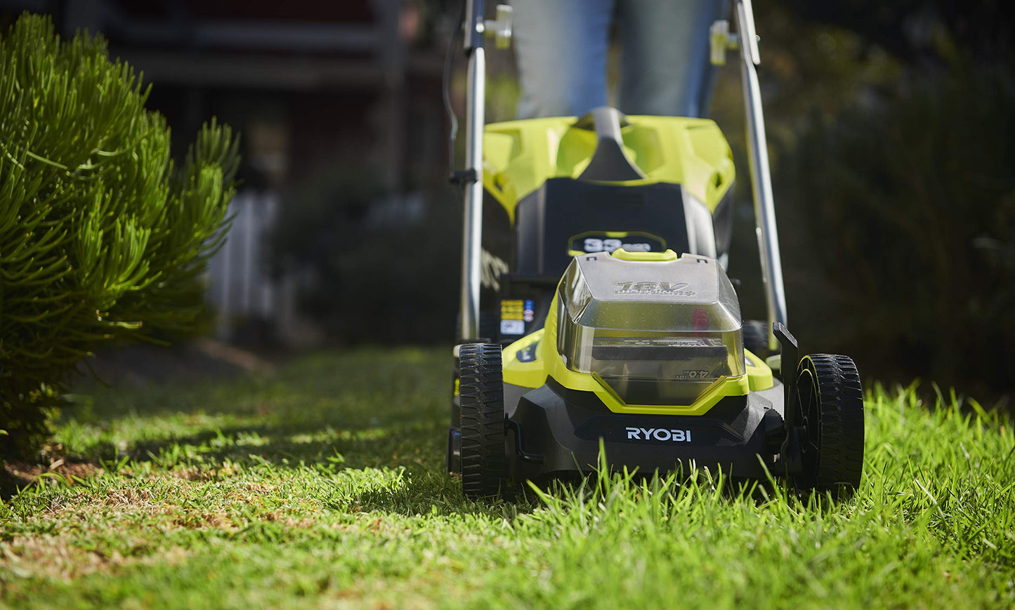 Ryobi 18V ONE+ Cordless Lawnmower and Grass Trimmer Kit (1 x 4.0Ah), Green