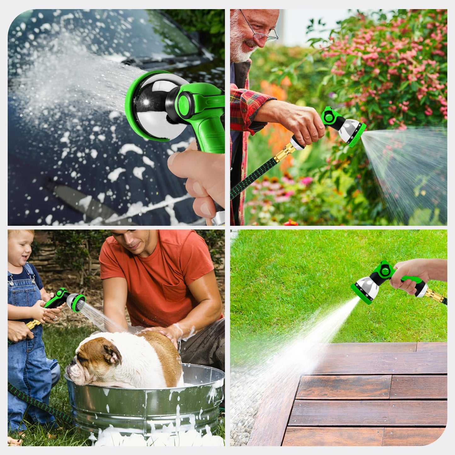 Yofidra 100FT Garden Hose – Upgraded 3-Layer Latex, No-Kink Expandable Water Hose with 3/4" & 1/2" Metal Connectors, 10-Function Spray Nozzle, Flexible Hose Pipe for Gardening, Washing & Cleaning