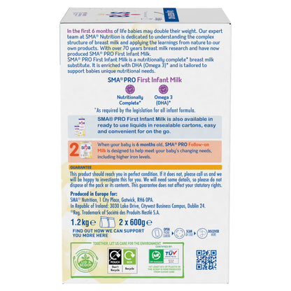 SMA First Infant Baby Milk Powder Formula , from birth , 1.2 kg (Pack of 1),packaging may vary