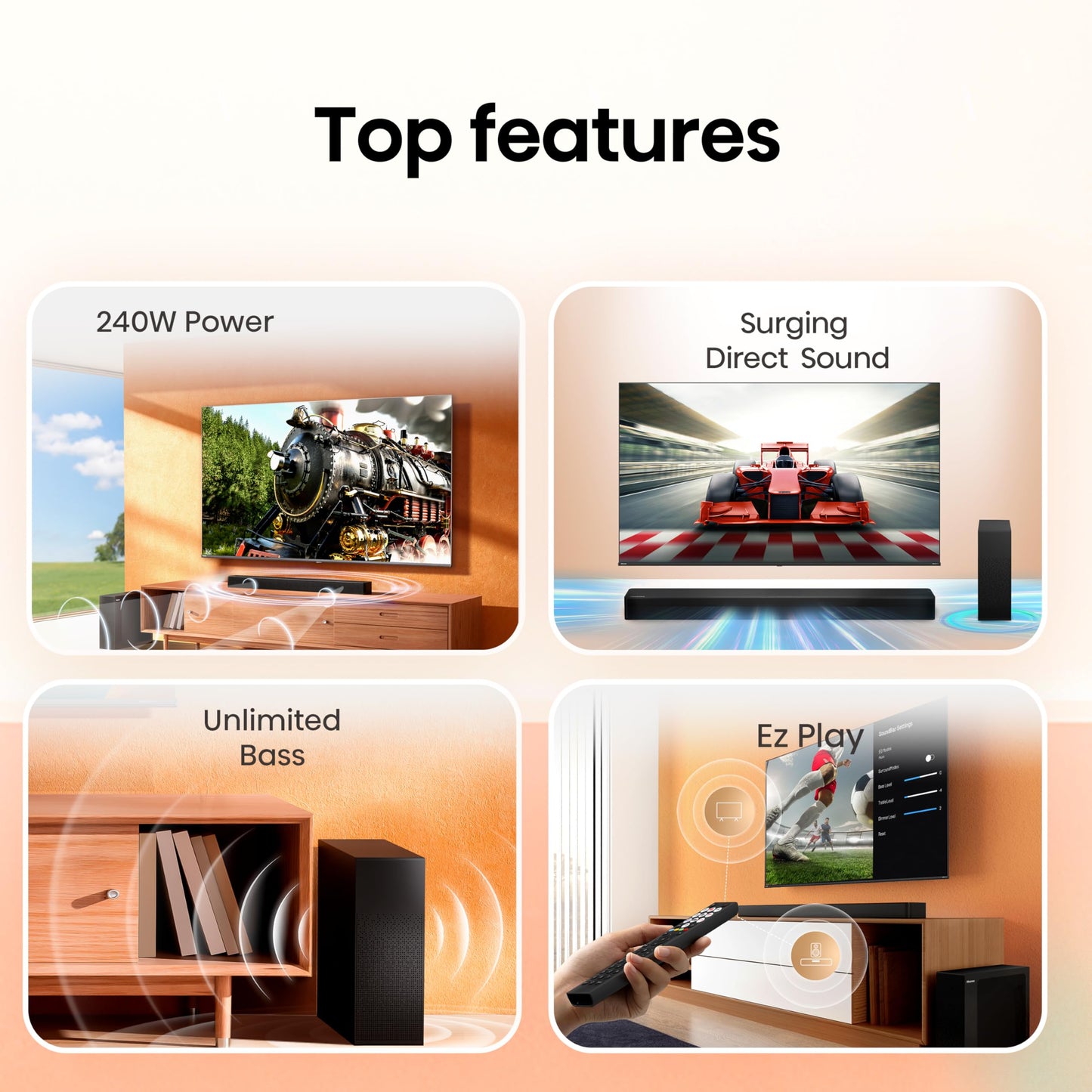 Hisense 43 Inch 4K Smart TV 43E6NTUK - Dolby Vision, Game Mode PLUS with 60Hz VRR ALLM, Smooth Motion, AI Sports Mode, Vidaa OS with Freely, Youtube, Netflix and Disney+ & Now TV (2024 Model)