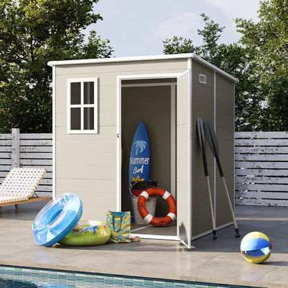 UDPATIO Outdoor Resin Storage Shed 6x4.5 FT, Plastic Garden Shed for Bike, Garbage Can, Tool, Outside Sheds & Outdoor Storage Storage Box with Lockable Door for Backyard, Patio, Lawn, Grey & White