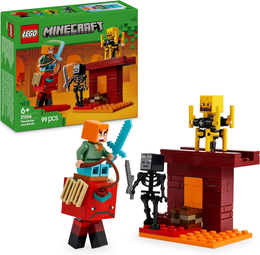 LEGO Minecraft The Nether Lava Battle Building Toy Set with an Alex Figure
