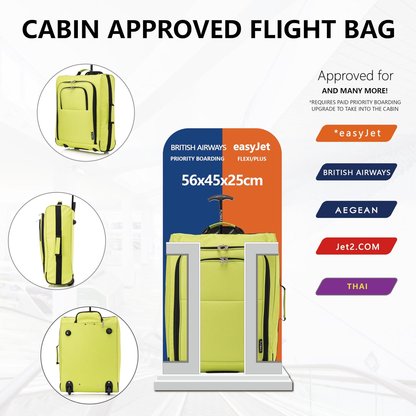 56x45x25 Easyjet Cabin Bag Hand Luggage Approved Cabin Case