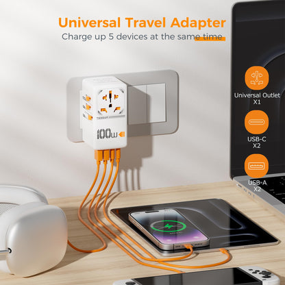 TESSAN Universal Travel Adapter Worldwide with 2 USB C and 2 USB A Ports
