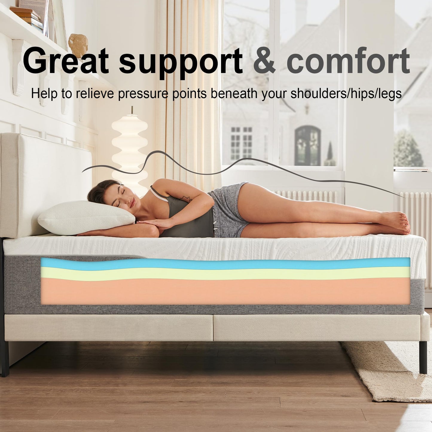 Double Mattress, Memory Foam Mattress, Medium Firm, Breathable Knitted, Soft and Skin Friendly Cloth, Mattresses in a box (135x190x20cm)
