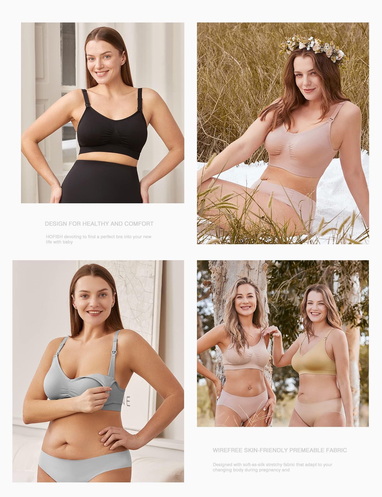 HOFISH 3PACK Full Bust Seamless Nursing Maternity Bras