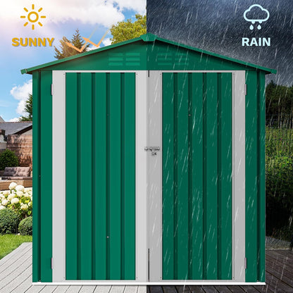 YITAHOME 6x4ft Metal Outdoor Storage Shed, Large Heavy Duty Tool Sheds with Lockable Doors & Air Vent for Backyard Patio Lawn to Store Bikes, Tools, Lawnmowers,Green