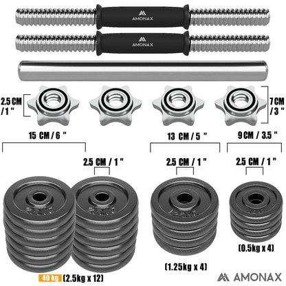 Amonax 20kg 30kg Cast Iron Adjustable Dumbbells
