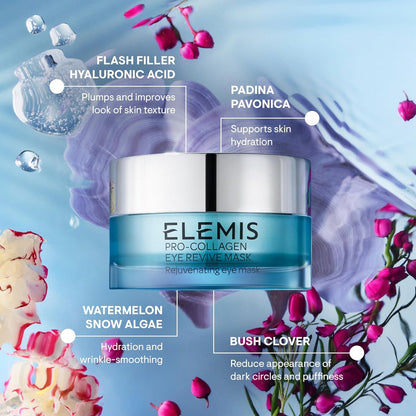 ELEMIS Pro-Collagen Eye Revive Mask, 3-in-1 Anti-Wrinkle Optic Cream for Dark Circles, Refreshing Vision Gel to Brighten, Hydrate and Rejuvenate, Moisturising Under Gaze Cream, 15ml