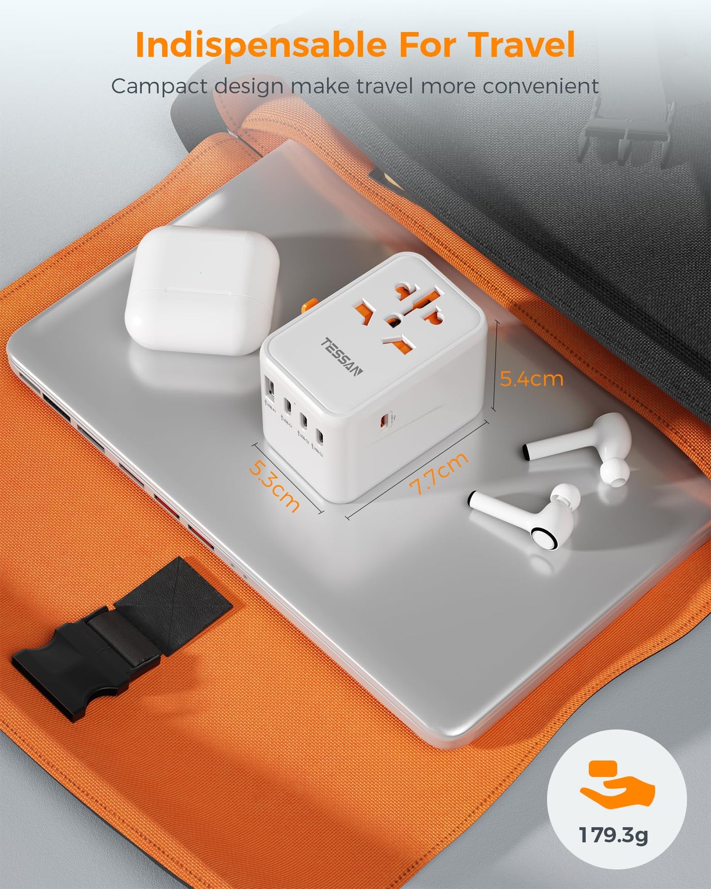 TESSAN Universal Travel Adapter Worldwide with 2 USB C and 2 USB A Ports