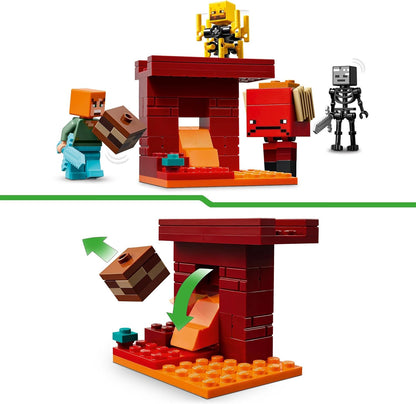 LEGO Minecraft The Nether Lava Battle Building Toy Set with an Alex Figure