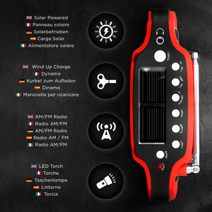 Duronic Solar Radio, HYBRID, Wind Up Manual Hand Crank Self-Powered Emergency Dynamo AM/FM Radio, USB Phone Charger, Small & Portable with Rechargeable Battery for Outdoor Weather Camping, Hiking