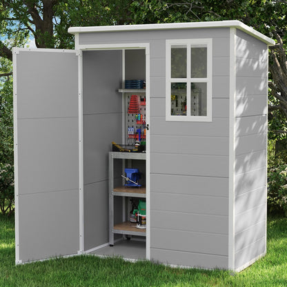 UDPATIO Outdoor Resin Storage Shed 6x4.5 FT, Plastic Garden Shed for Bike, Garbage Can, Tool, Outside Sheds & Outdoor Storage Storage Box with Lockable Door for Backyard, Patio, Lawn, Grey & White