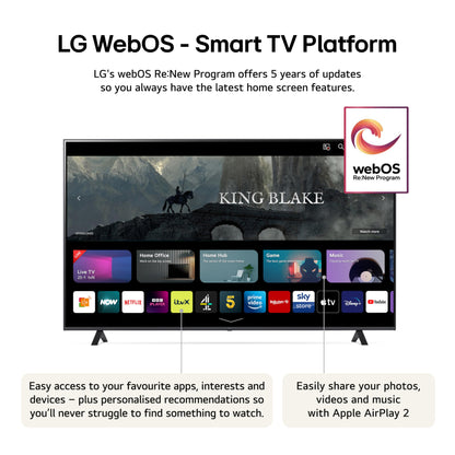 LG 43UT73006LA 43-Inch 4K UHD Smart TV, α5 AI Processor Gen7, Freeview Play and Amazon Alexa, 60Hz, Ashed Blue [Model 2024]