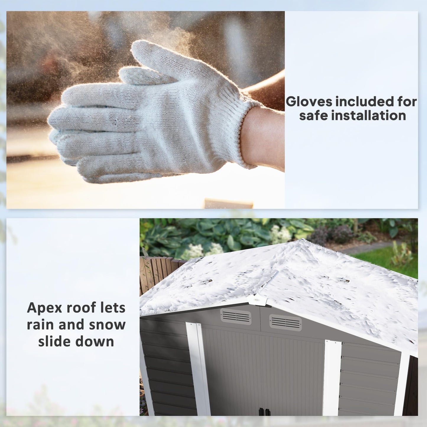 Outsunny 7 x 4ft Garden Shed, Easy to Assemble, Upgraded Galvanised Steel Frame with Foundation Kit, Double Doors with Lock, Outdoor Metal Shed with Vents and Gloves, Garden Storage Shed, Dark Grey
