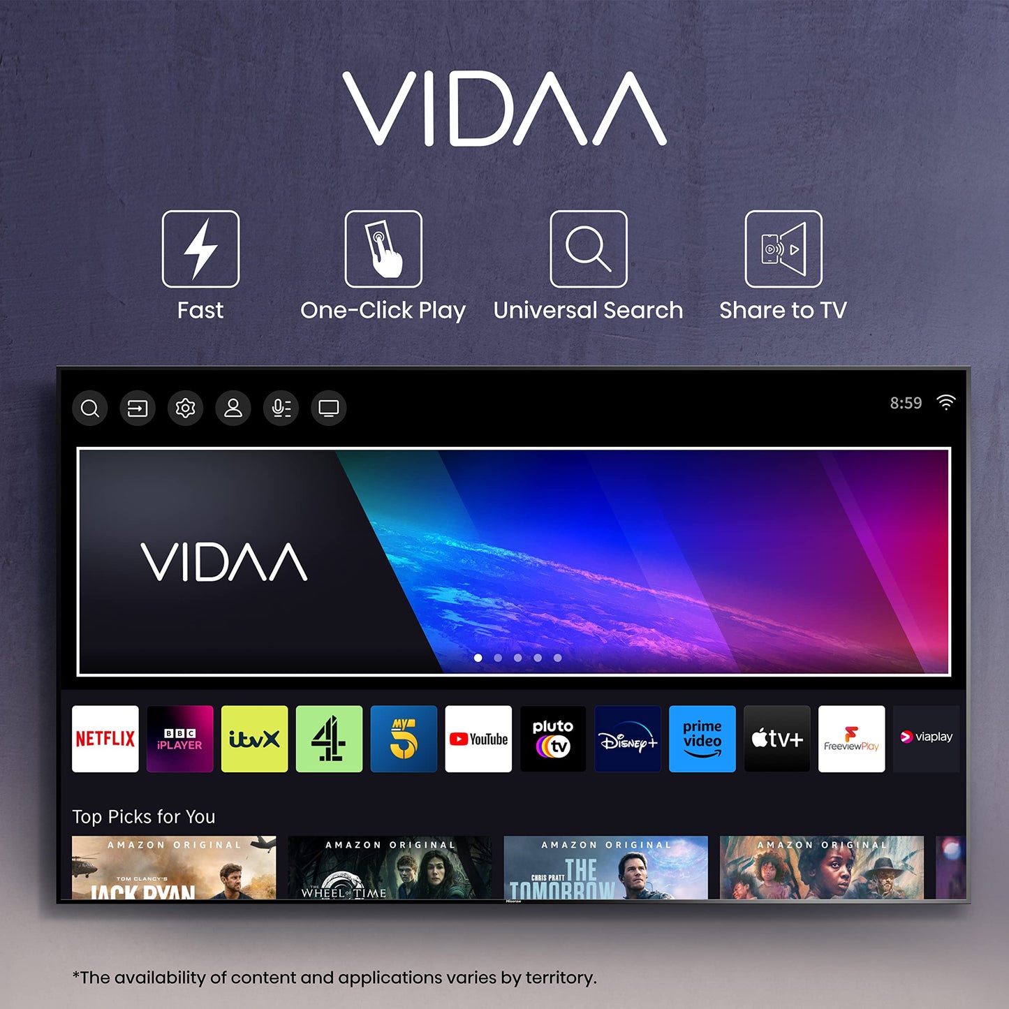 Hisense 43 Inch 4K Smart TV 43E6NTUK - Dolby Vision, Game Mode PLUS with 60Hz VRR ALLM, Smooth Motion, AI Sports Mode, Vidaa OS with Freely, Youtube, Netflix and Disney+ & Now TV (2024 Model)