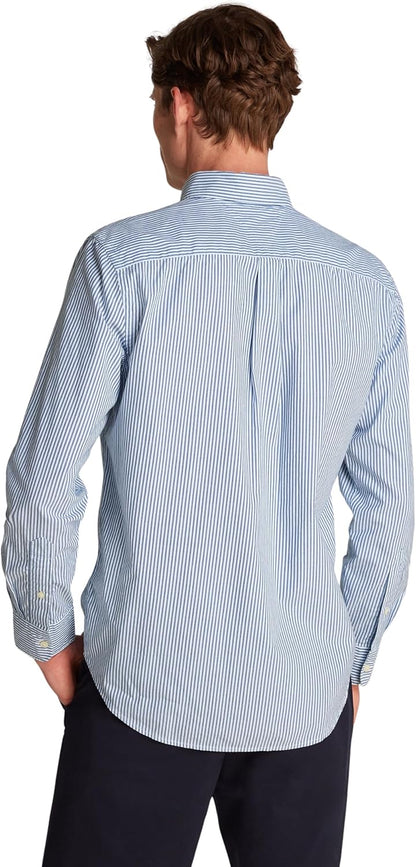 Tommy Hilfiger Men’s Flex Poplin Classic Regular Fit Shirt, Multicolor (Wedge Blue/Optic White), M