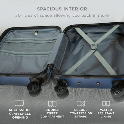 Wave Cabin Suitcase 45x36x20cm - Lightweight Double Wheel Luggage Bag