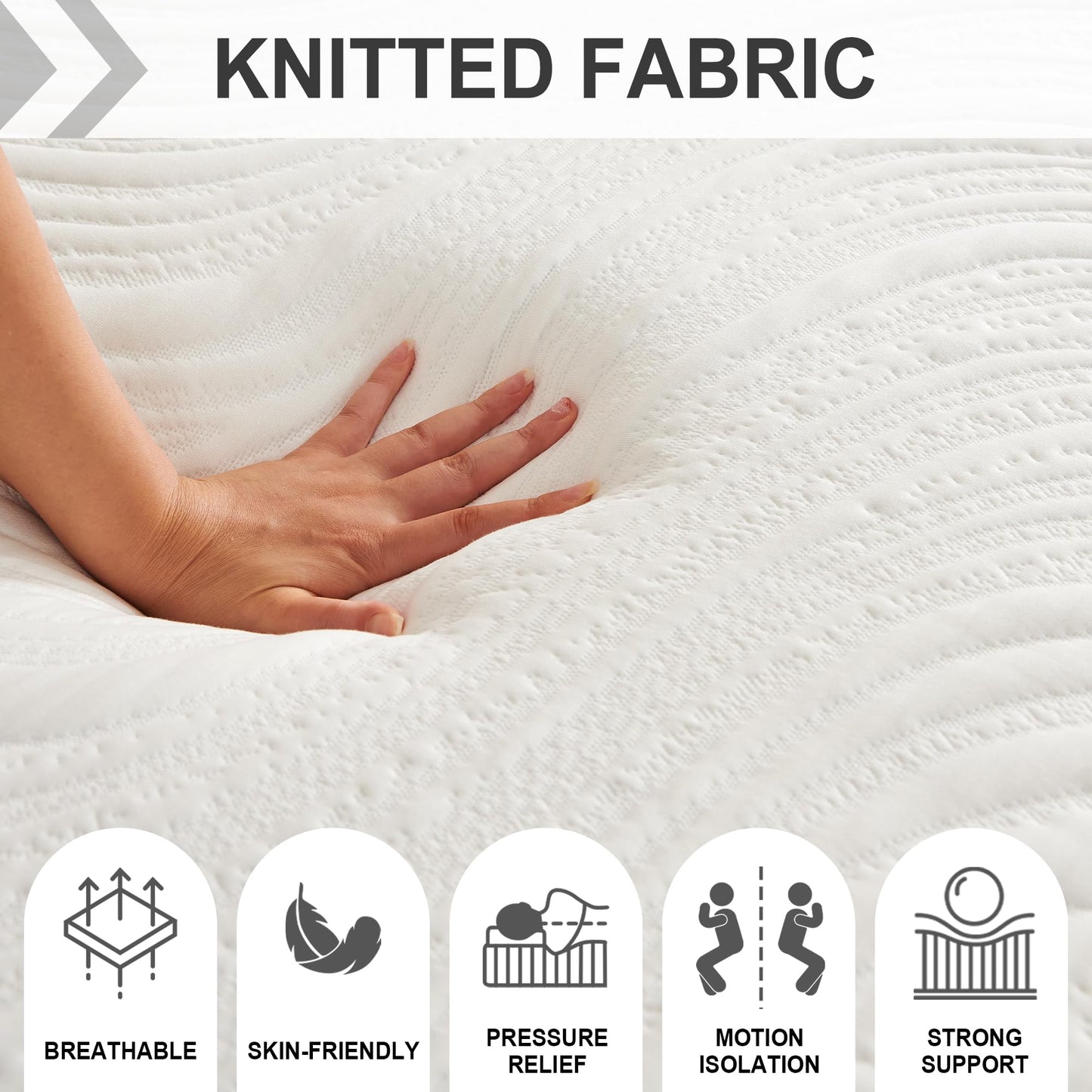 Double Mattress, Memory Foam Mattress, Medium Firm, Breathable Knitted, Soft and Skin Friendly Cloth, Mattresses in a box (135x190x20cm)