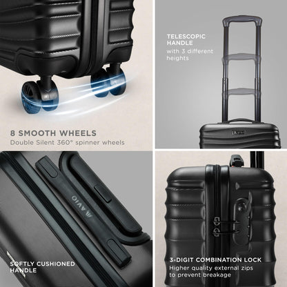 Wave Cabin Suitcase 45x36x20cm - Lightweight Double Wheel Luggage Bag