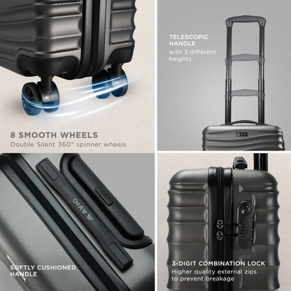 Wave Cabin Suitcase 45x36x20cm - Lightweight Double Wheel Luggage Bag