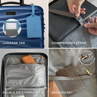 Wave Cabin Suitcase 45x36x20cm - Lightweight Double Wheel Luggage Bag