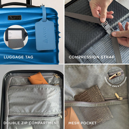 Wave Cabin Suitcase 45x36x20cm - Lightweight Double Wheel Luggage Bag