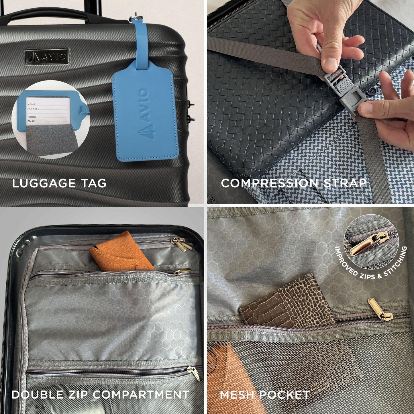 Wave Cabin Suitcase 45x36x20cm - Lightweight Double Wheel Luggage Bag