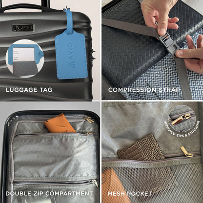 Wave Cabin Suitcase 45x36x20cm - Lightweight Double Wheel Luggage Bag